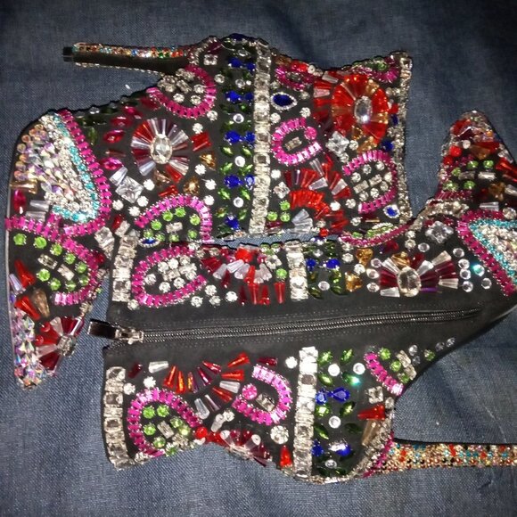 AZALEA WANG " TOTALLY BLITZED " EMBELLISHED BOOTIE IN MULTI(BRAND NEW!!!… - Picture 7 of 7